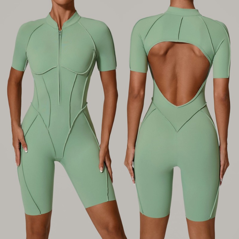 Pilates Yoga Kit - Jumpsuit Wanita Tanpa Jahitan dengan Ritsleting,
