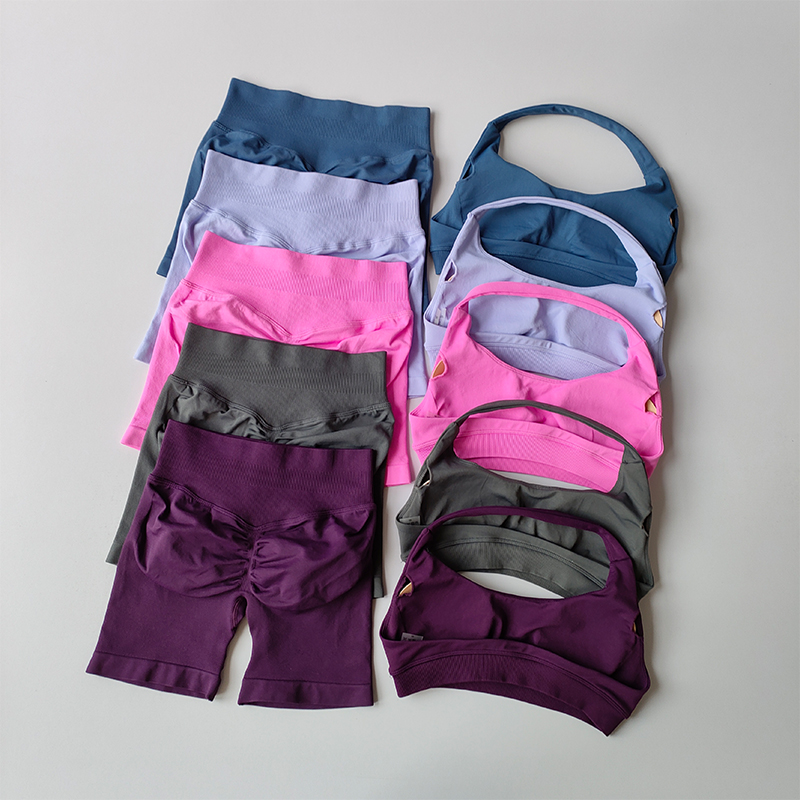 Pilates Yoga Kit - Bra Olahraga Persik Pinggang Tinggi Punggung