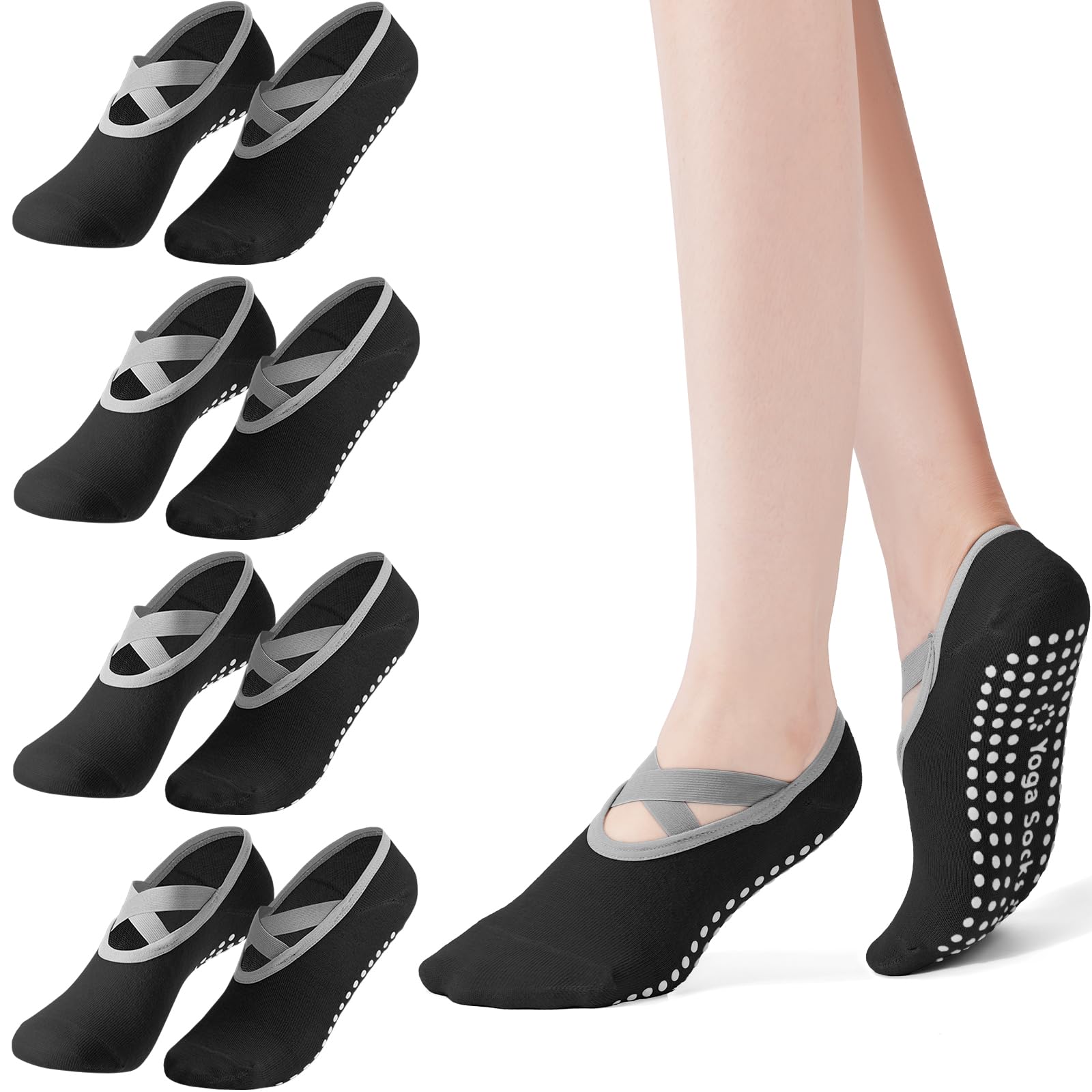 Pilates Yoga Kit - 4-Pasang Kaus Kaki Pilates Wanita, Kaus