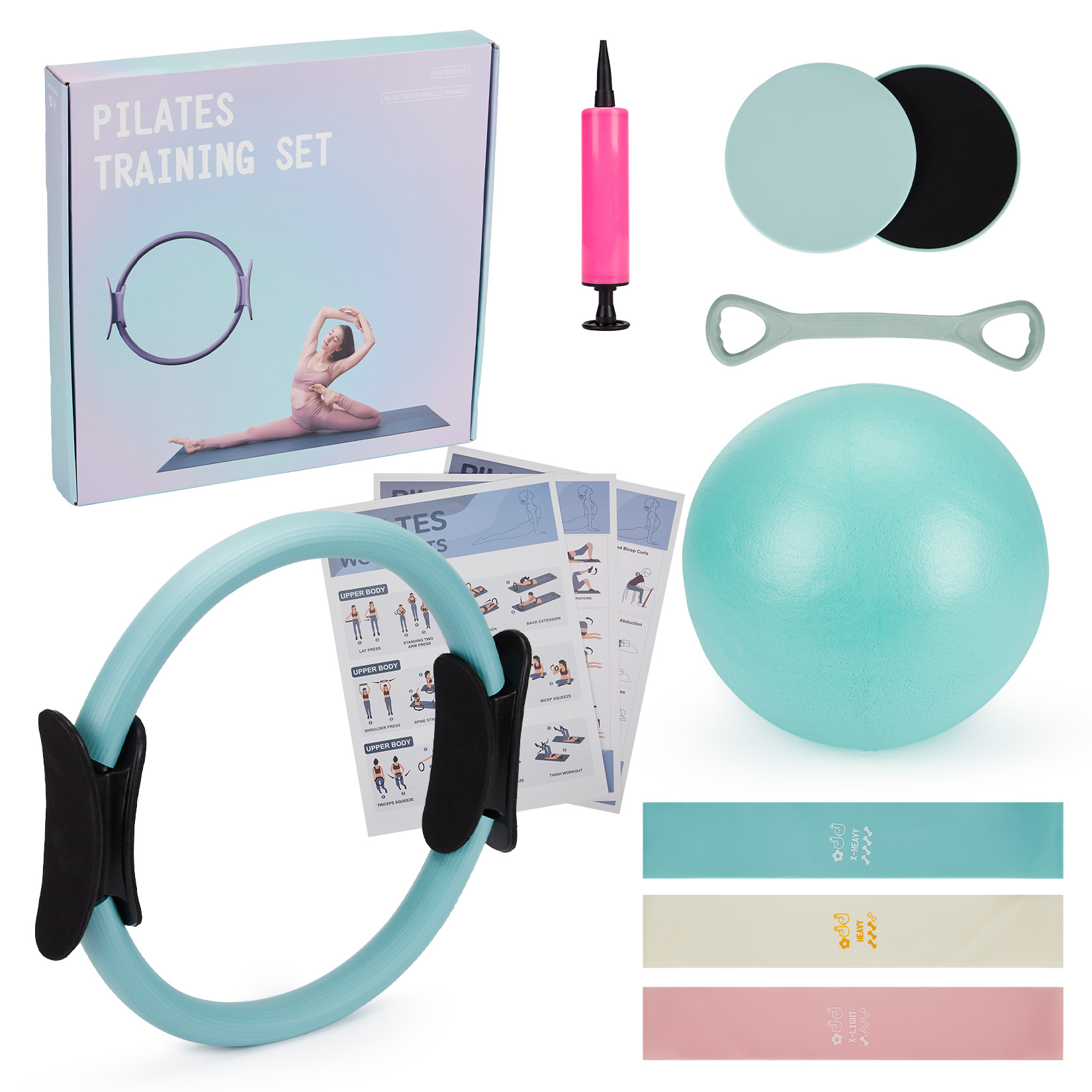 Pilates Yoga Ring Exercises - Set Latihan Pilates, Ring Pilates 6-in-1,