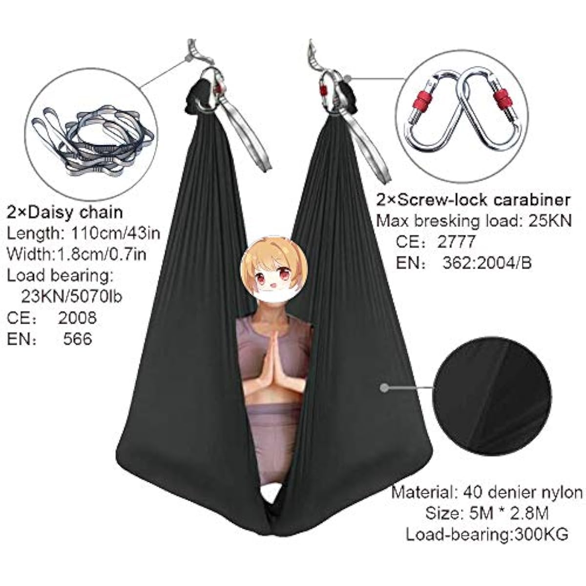 Hammock Yoga Udara 5M x 2.8M W - Pilates Yoga Aerial ulasan dan harga